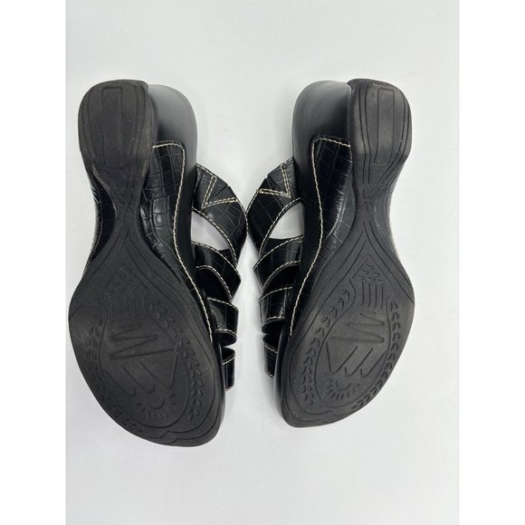 Rialto Velocity Open Toe Slip On Clogs Comfort Sandals Croc Print Black 7.5 M - Picture 5 of 6